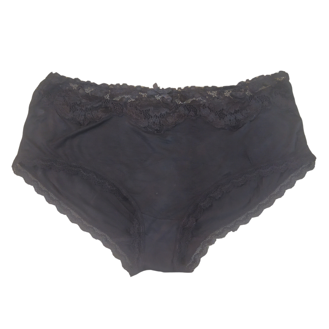 UK 16 - Tu Black Cotton Mix Lace Panty