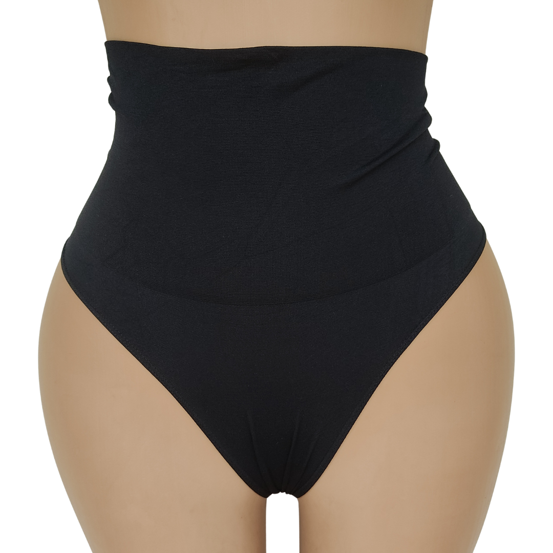 UK 12 - Secret Possessions Black Spandex Thong Control Pant