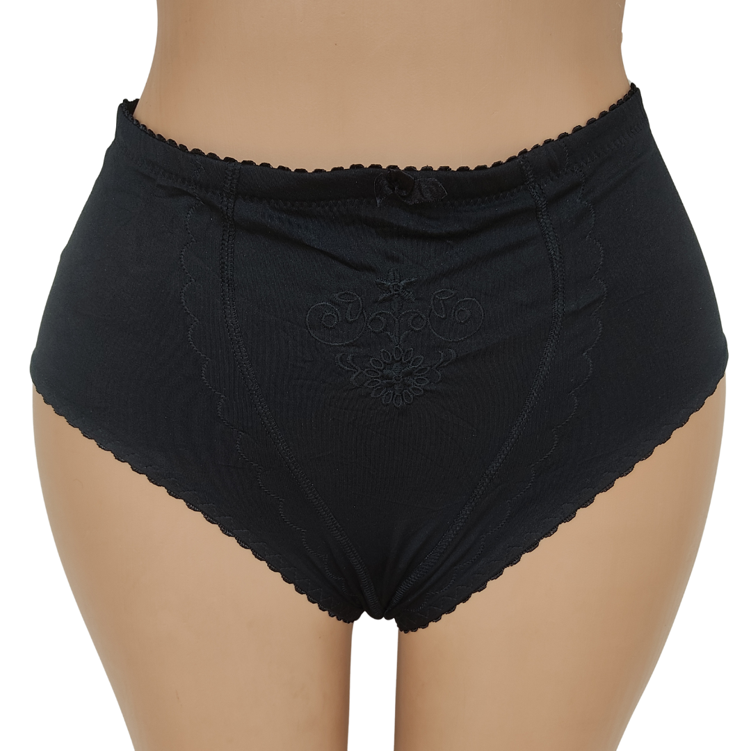 UK 16-18 -R Black Satin Control Pant