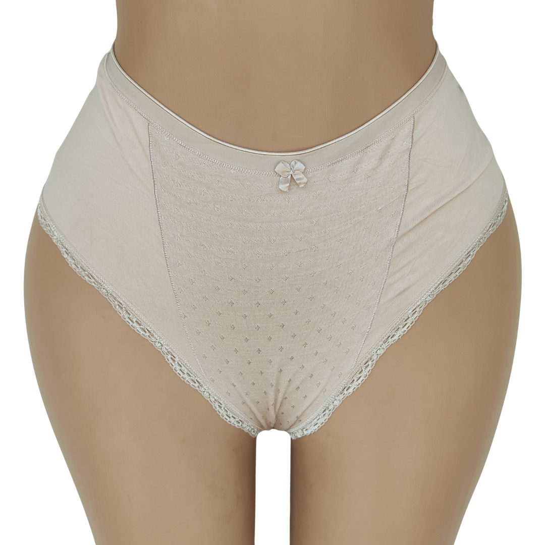 UK 14 - Dunnes Brown Lace Mix Cotton Control Pant