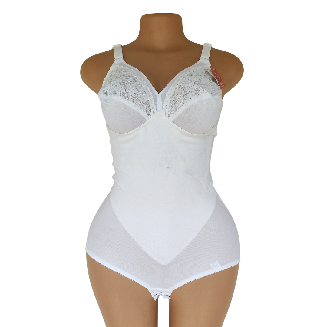 UK 12 - Triumph White Bodyshaper Bodysuit[ink]
