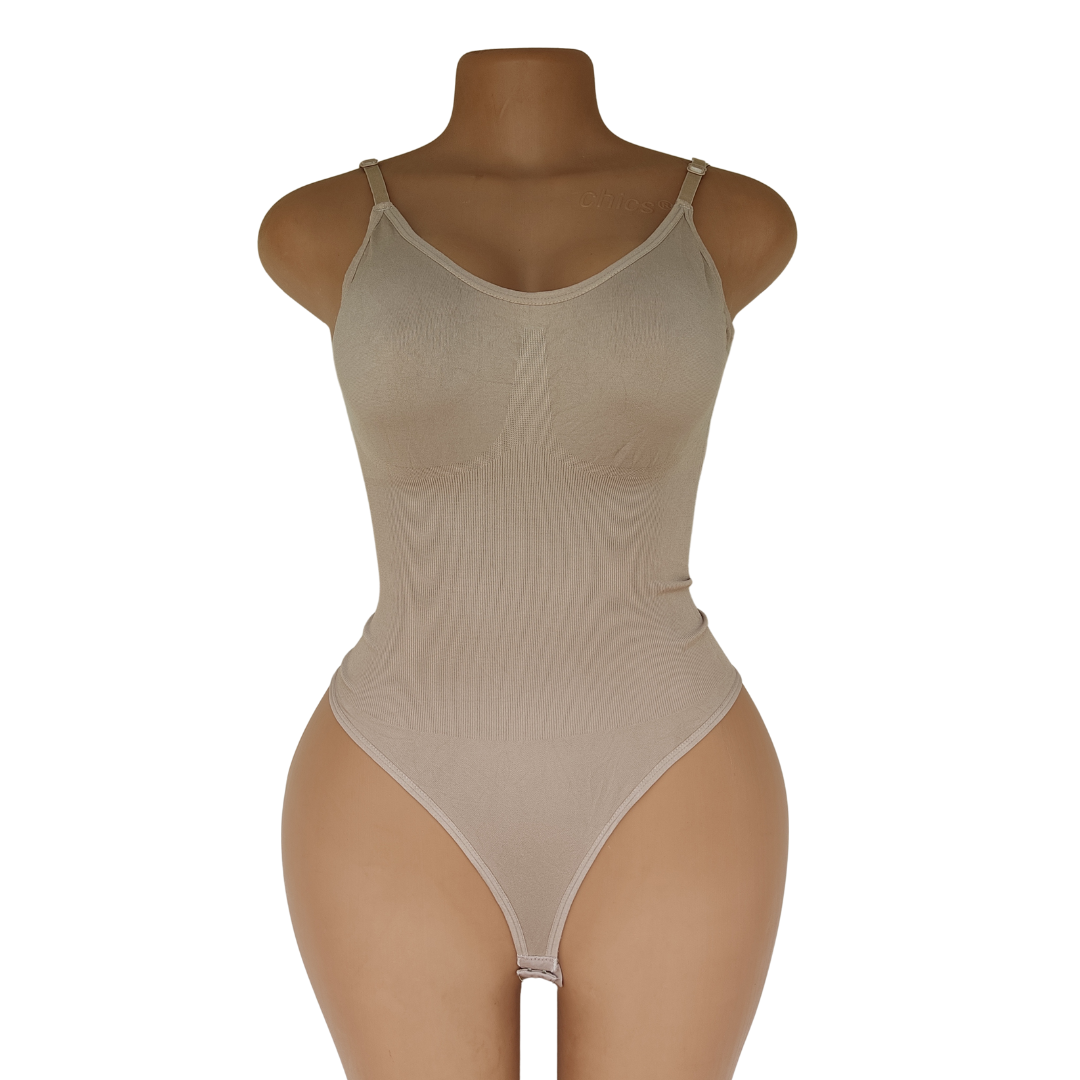 UK 14 - Unbranded Brown Spandex Thong Control Bodysuit[ink]