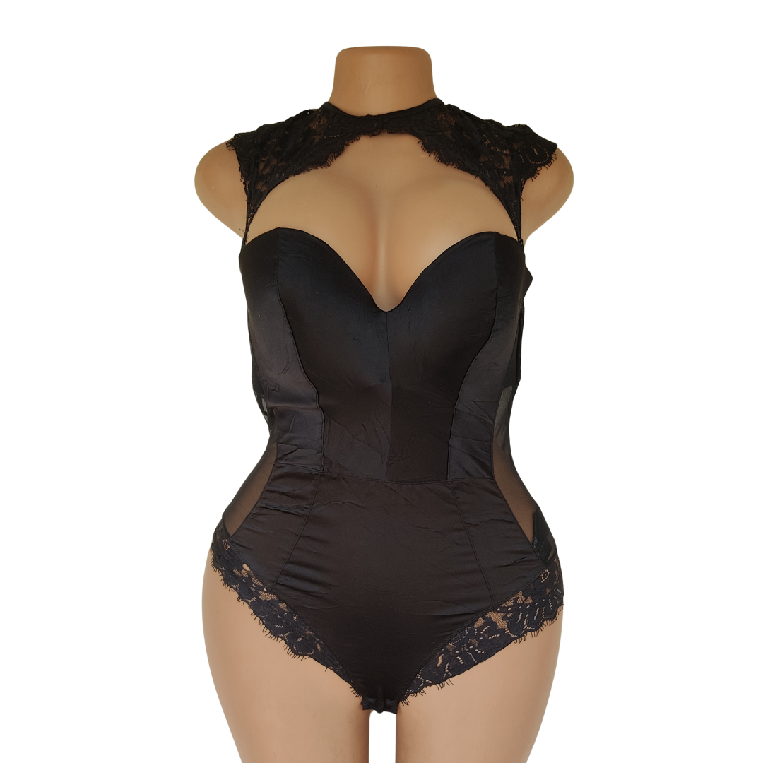UK 12 - Unbranded Black Lingerie Bodysuit