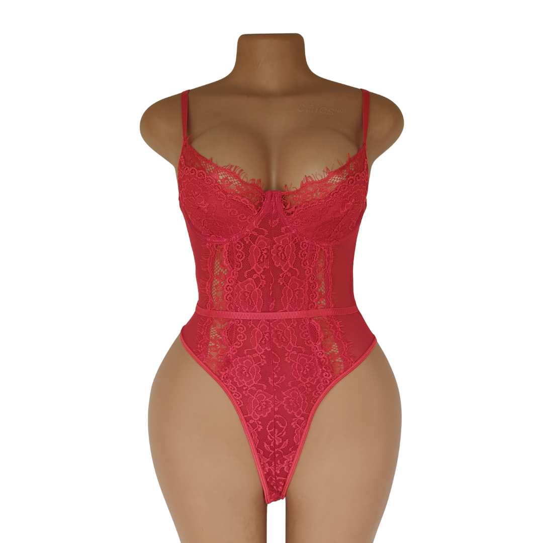 UK 8 - Shein Red Lingerie Bodysuit