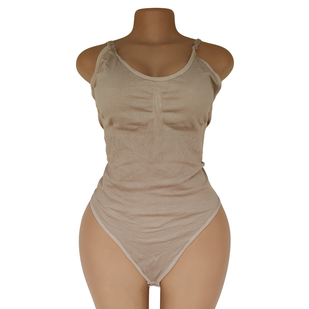 UK 16-18 - Unbranded Brown Spandex Thong Control Bodysuit