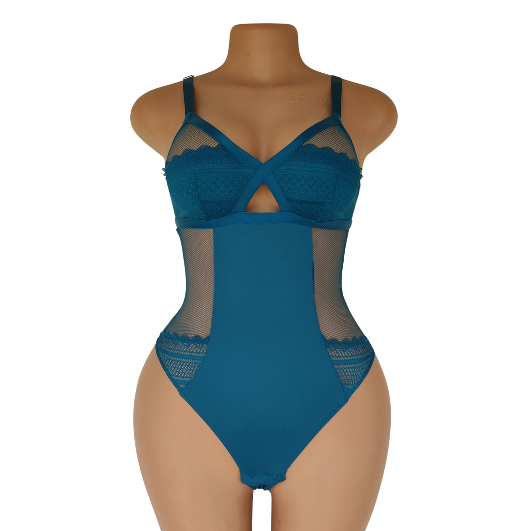 UK 6-8 - Secret Possession Bright Blue Lingerie Bodysuit