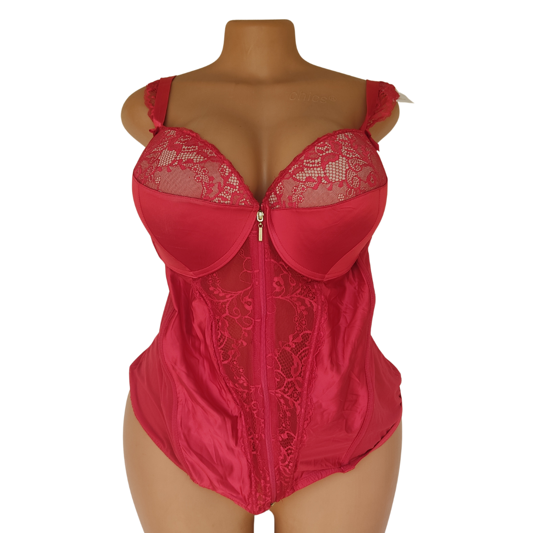 UK 20-22 -Love honey Red Front Zip Corset