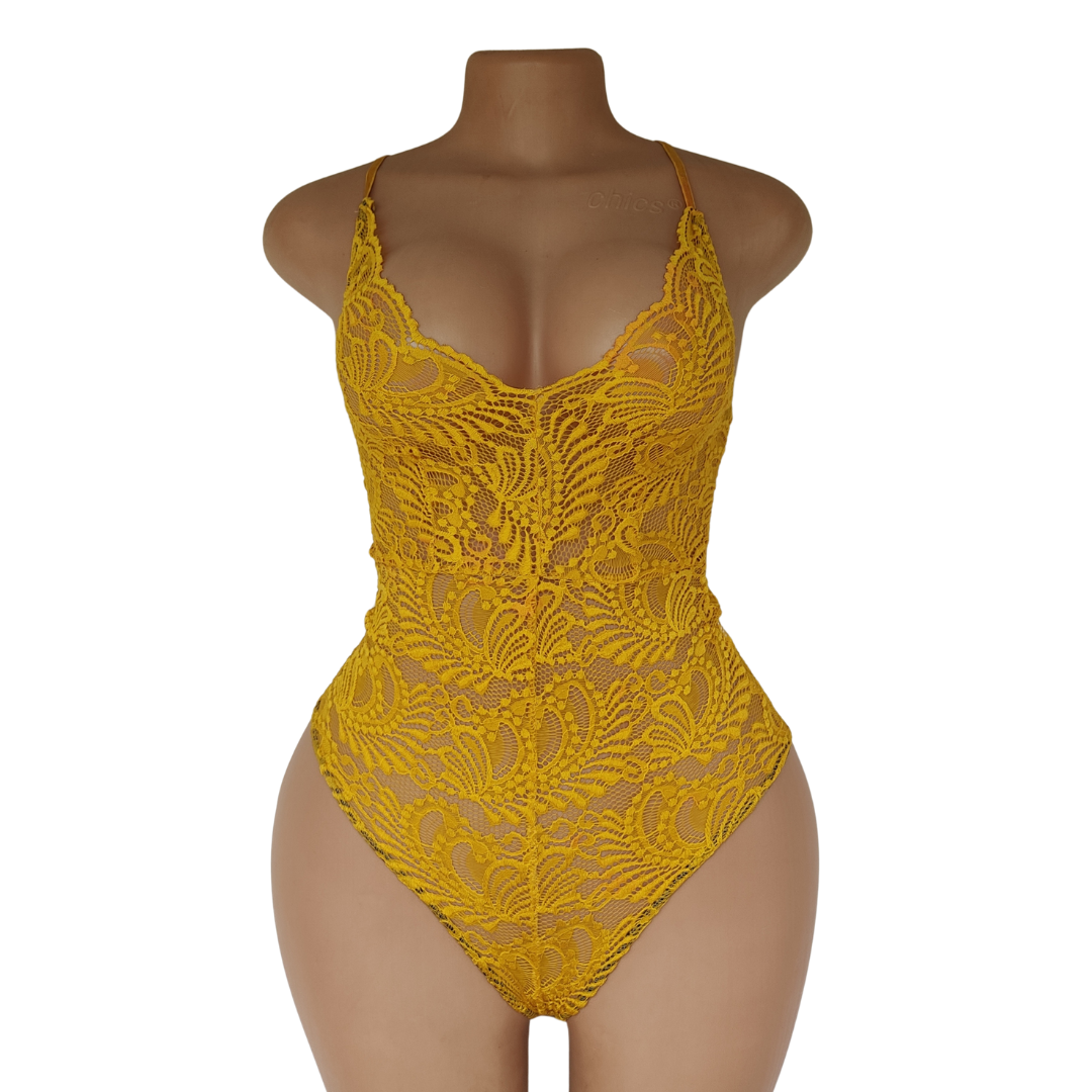 UK 6 - Unbranded Yellow Lingerie Bodysuit[Brand New]