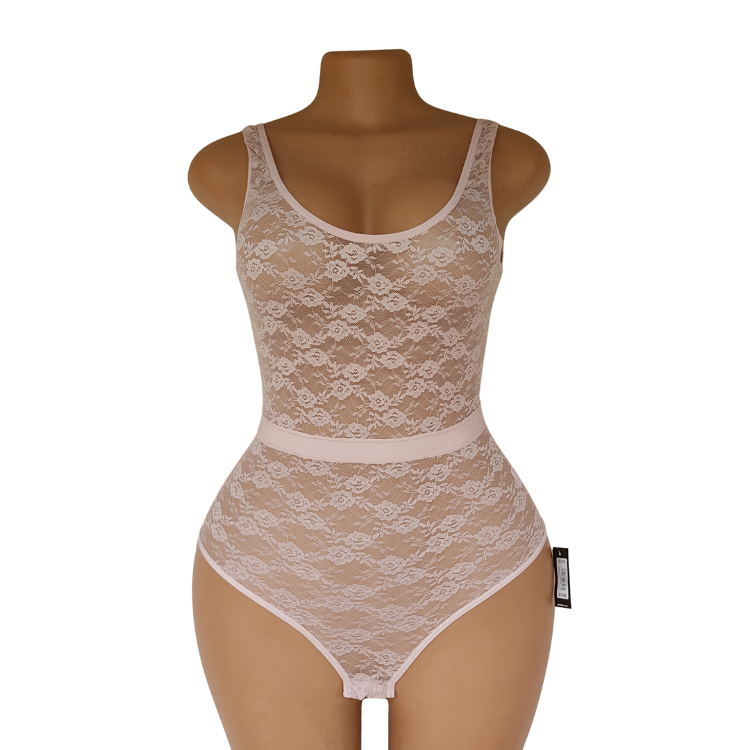 UK 10-12 - New Look Light Pink Lingerie Bodysuit