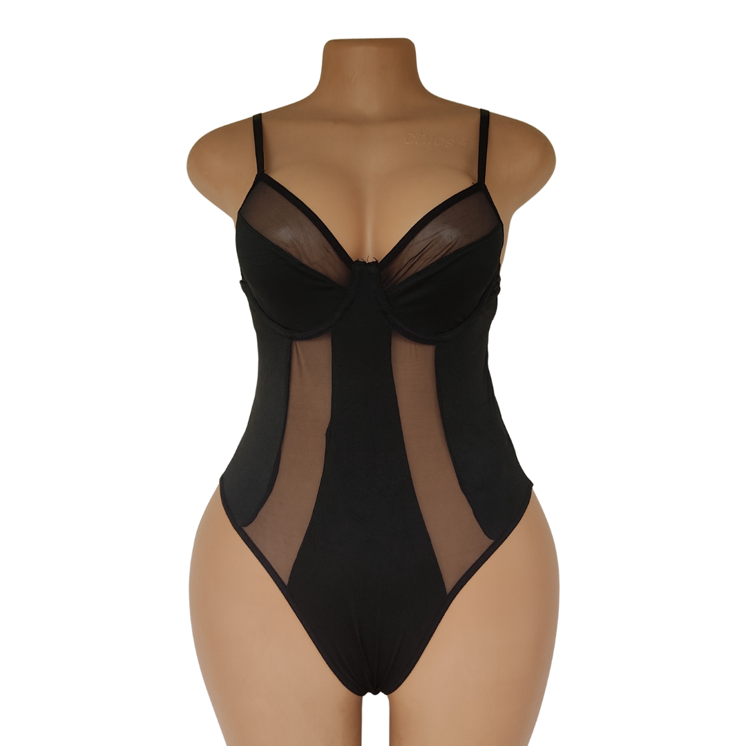 UK 8 - Unbranded Black Lingerie Bodysuit