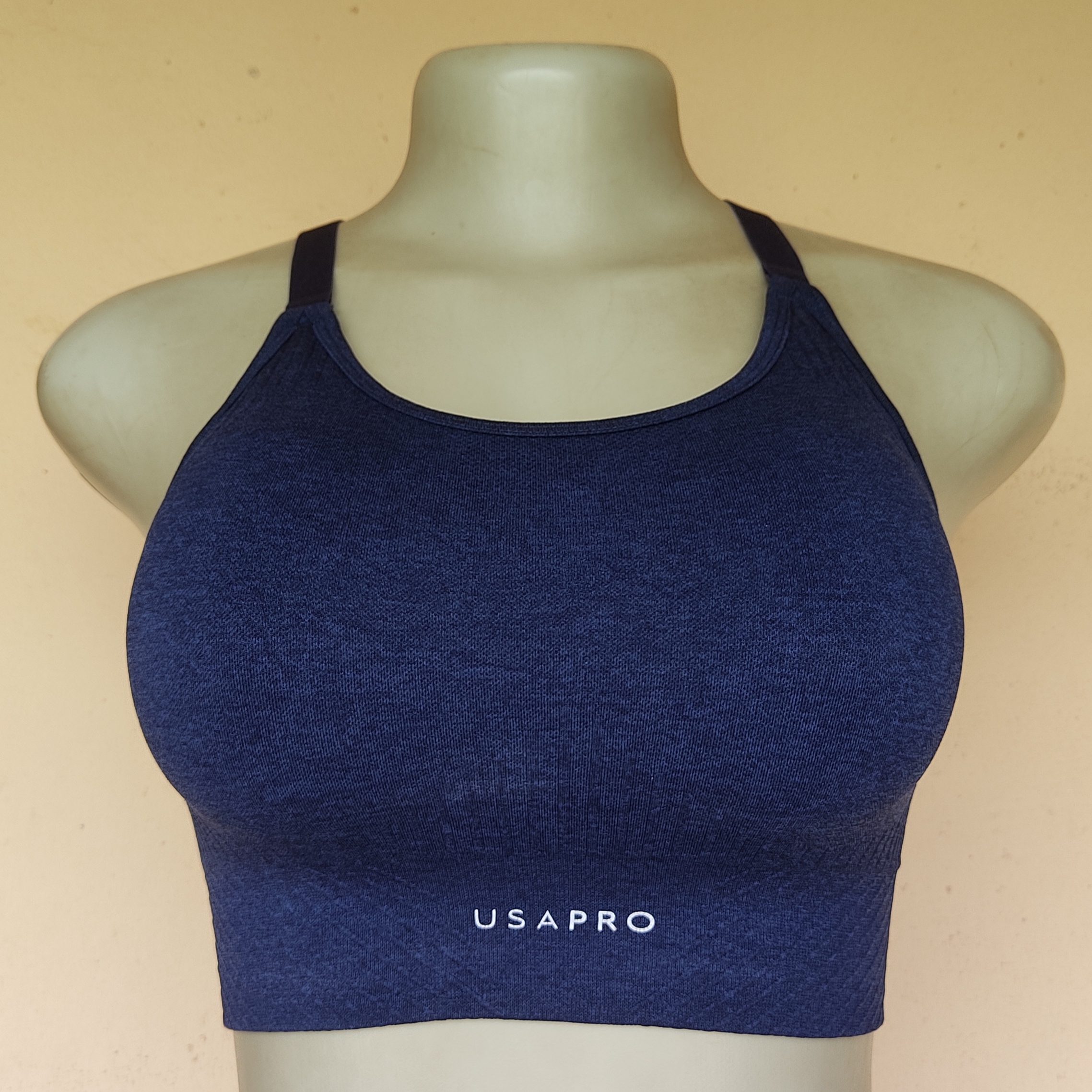 UK 6 - USAPRO Navy Blue Crossback Sport Bra