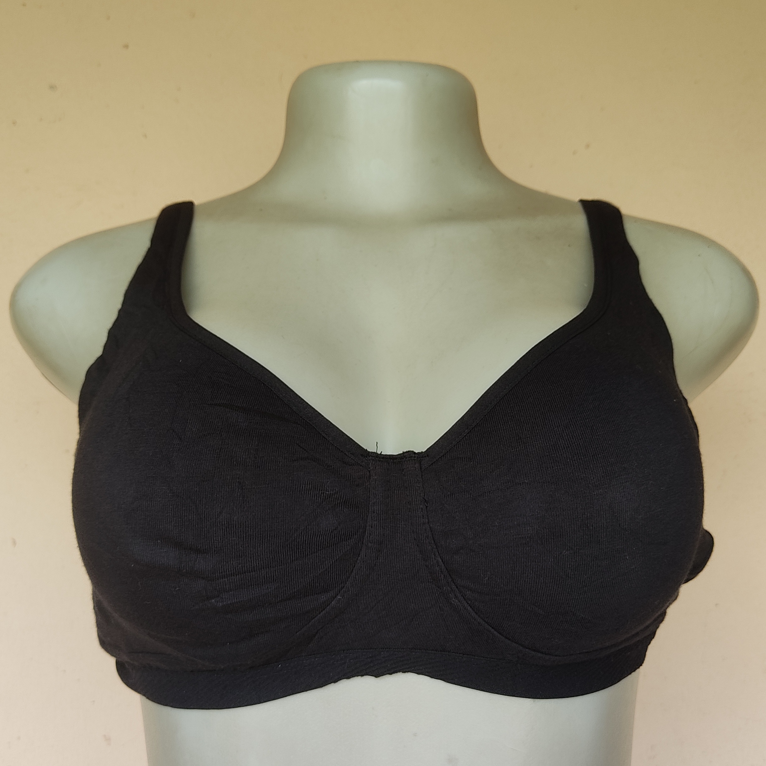 38B- Tu Black Cotton  Non Wired Non Padded Bra
